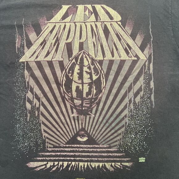 VTG Led Zeppelin Sky Is Full... T-Shirt Medium Black Single Stitch Distressed - Picture 5 of 11